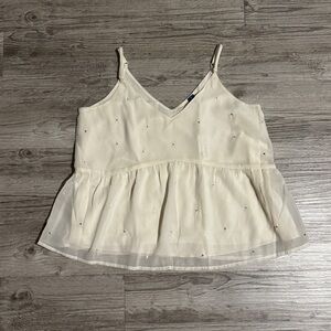 Old Navy Cream Beaded Ruffle Hem Camisole